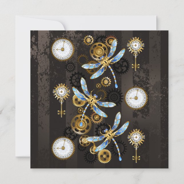 Anuncio Dragoniscos de Steampunk sobre fondo rayado marrón (Anverso)