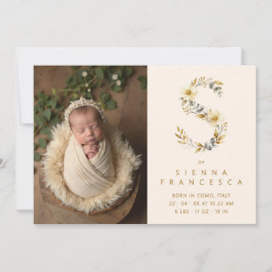Anuncio Dreamy Floral S Initial Gold Glitter Newborn