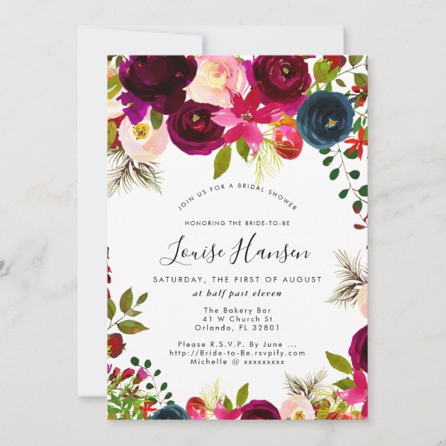 Anuncio Ducha nupcial, Borgoña, acuarela Rubor+Marina (Anverso)