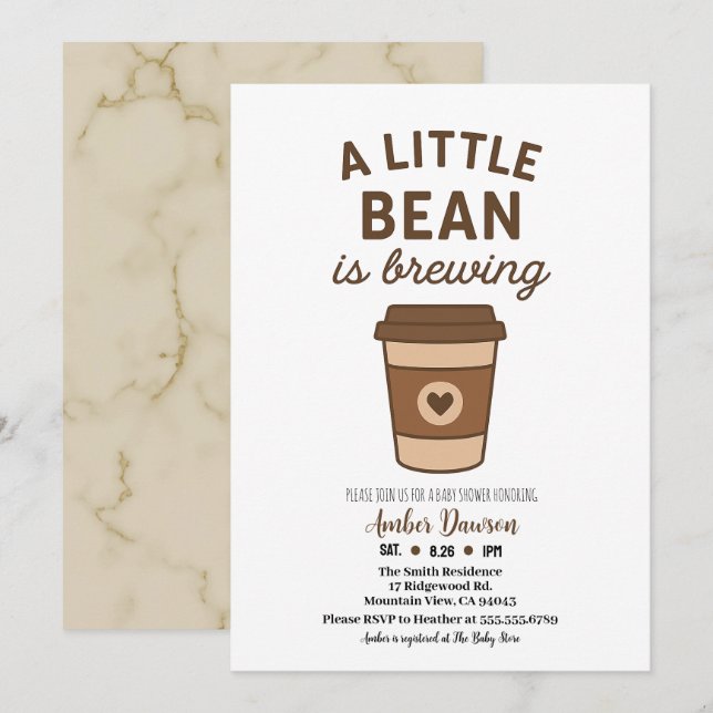 Anuncio Dulce Brown & Blanco Neutral Café Baby Shower (Anverso / Reverso)