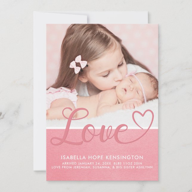 Anuncio Dulce San Valentín Amor Niña Nacida Foto (Anverso)