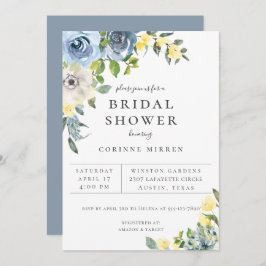 Anuncio Duste Blue Yellow Botanical Floral Bridal Shower
