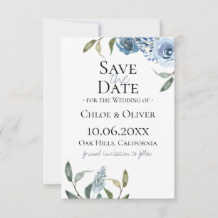 Anuncio Dusty Blue Botanical Save The Date