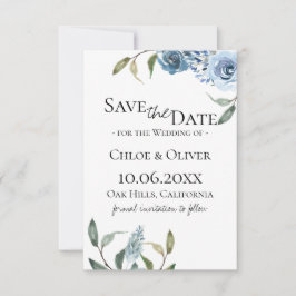 Anuncio Dusty Blue Botanical Save The Date