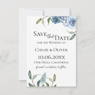 Anuncio Dusty Blue Botanical Save The Date