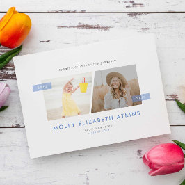 Anuncio Dusty Blue Entonces y Now Two Photo Graduation