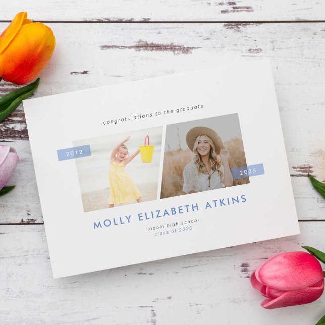 Anuncio Dusty Blue Entonces y Now Two Photo Graduation (Subido por el creador)