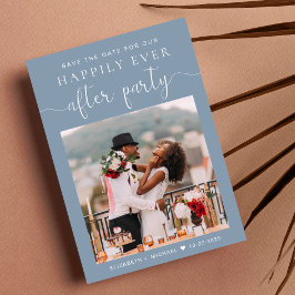 Anuncio Dusty Blue Photo Wedding Recepción Salven la fecha