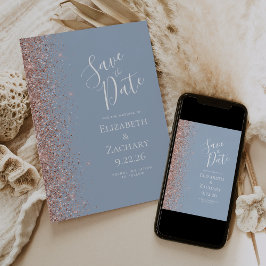 Anuncio Dusty Blue Rosa Gold Save the Date