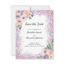 Dusty Purple Peach Floral QR Código Guardar fecha