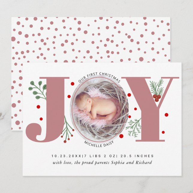 Anuncio Dusty rosa Alegría primera foto de Navidad bebé be (Anverso / Reverso)