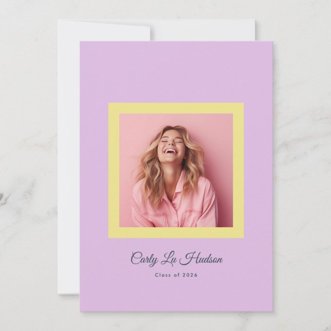 Anuncio Dusty Rose Minimal High School Photo Grad Frame (Anverso)