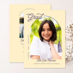 Anuncio e Invitación de Graduación Amarillo con Fo