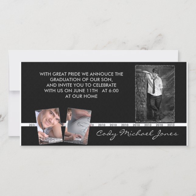 Anuncio e invitación de graduación en blanco y neg (Anverso)