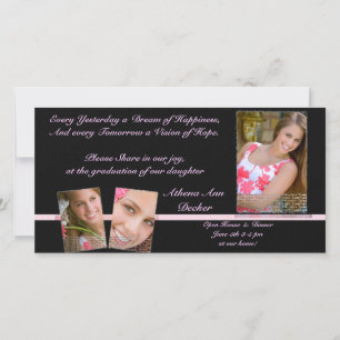 Anuncio e invitación de graduación rosa y negro