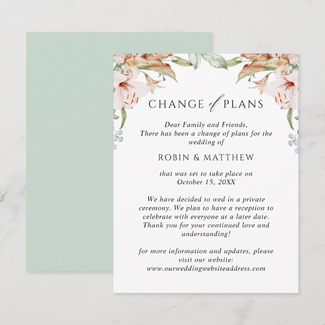 Anuncio Earthy florece cambio verde de planes Boda (Anverso / Reverso)