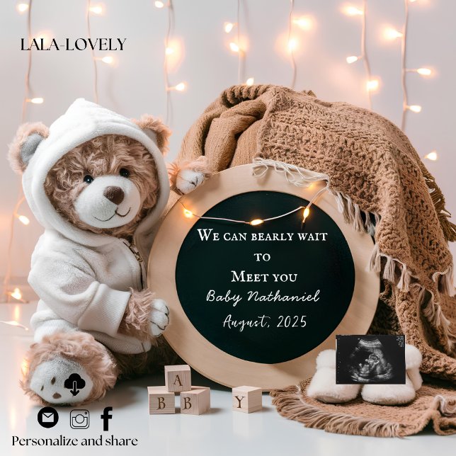 Anuncio Editable neutral pregnancy announcement card (Subido por el creador)