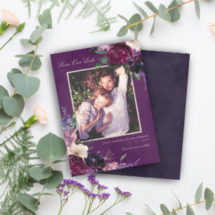Anuncio Eggplant Purple Floral Photo Save Our Date