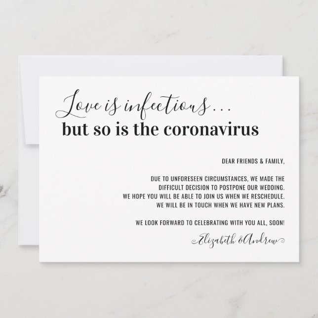 Anuncio El amor es el aplazamiento infeccioso del Boda Cov (Anverso)