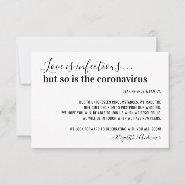 Anuncio El amor es el aplazamiento infeccioso del Boda Cov (Anverso)