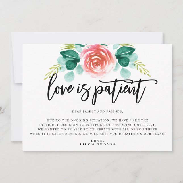 Anuncio El amor es paciente: aplazamiento de la boda (Anverso)