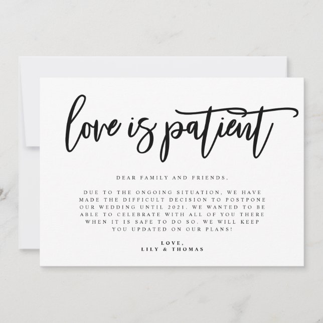 Anuncio El amor es paciente: aplazamiento de la boda (Anverso)