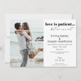 Anuncio "El amor es paciente, pero no lo somos" Boda.