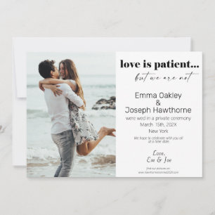Anuncio "El amor es paciente, pero no lo somos" Boda.