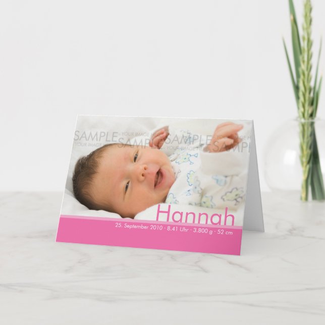 Anuncio El caramelo colorea Geburtskarte rosado - (Anverso)