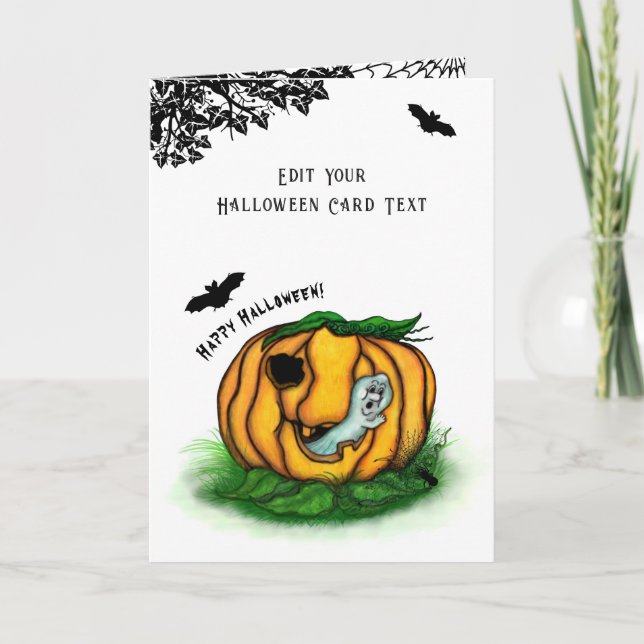 Anuncio El fantasma de Halloween, murciélago, fantasma y a (Anverso)