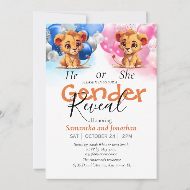 Anuncio El género de Baby Shower revela azul y rosa (Anverso)