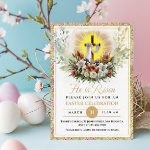 Anuncio Él ha resucitado Flores de acuarela de Pascua, Rel