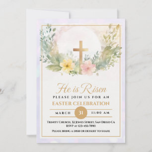 Anuncio Él ha Resucitado Religioso Pascua acuarela Floral