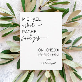 Anuncio Él Preguntó Ella Dijo Sí Simple Foto de Compromiso