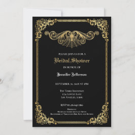 Anuncio Elegant black and gold Gothic Bridal Shower