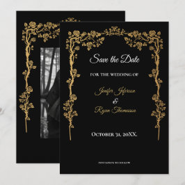 Anuncio Elegant black and gold wedding save the date