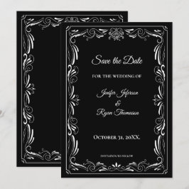 Anuncio Elegant black and white wedding save the date