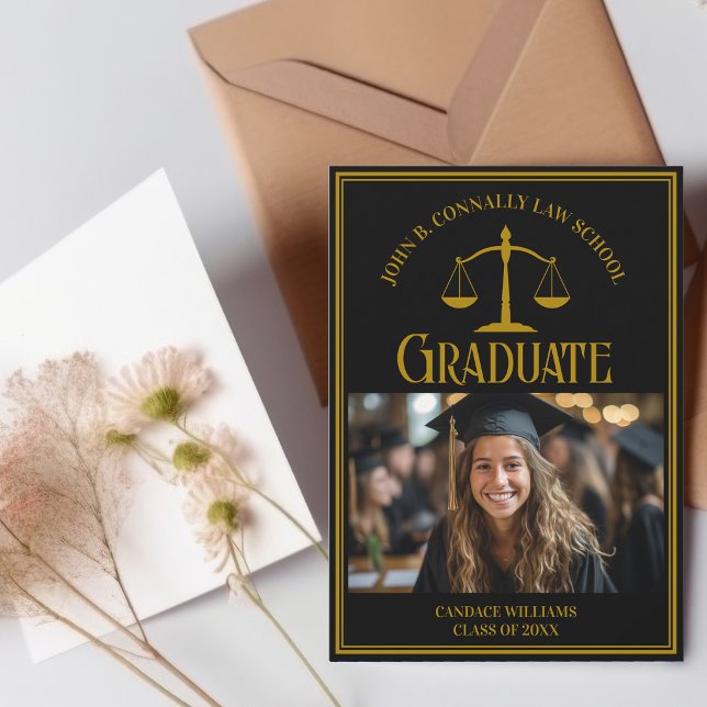 Anuncio Elegant Black Gold Law School Graduation Photo (Subido por el creador)