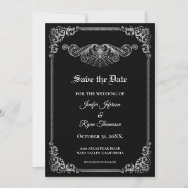 Anuncio Elegant black Gothic wedding save the date