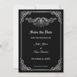 Anuncio Elegant black Gothic wedding save the date
