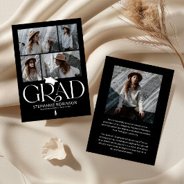 Anuncio Elegant Black & White Photo Collage Graduation