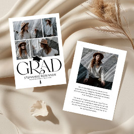 Anuncio Elegant Black & White Photo Collage Graduation