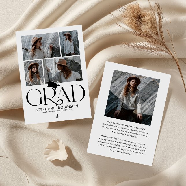 Anuncio Elegant Black & White Photo Collage Graduation (Subido por el creador)