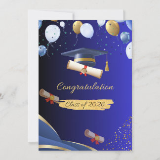 Anuncio Elegant Blue and Gold Graduation Congratulations C