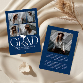 Anuncio Elegant Blue & White Photo Collage Graduation