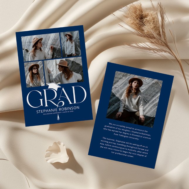 Anuncio Elegant Blue & White Photo Collage Graduation (Subido por el creador)