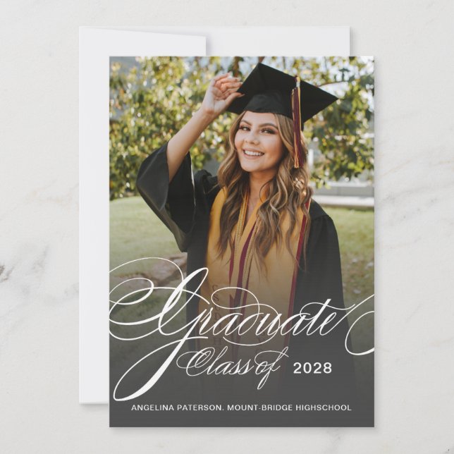 Anuncio Elegant Classic Script Photo Graduation (Anverso)
