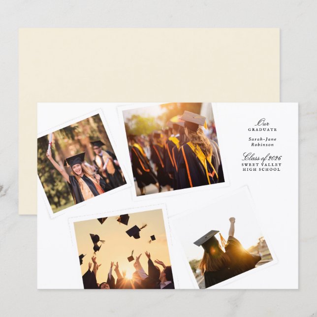 Anuncio elegant collage 4 photo black white class of 2026 (Anverso / Reverso)