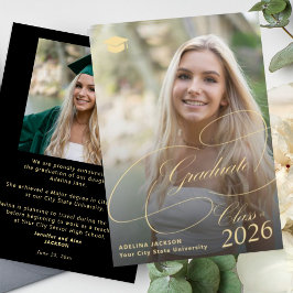 Anuncio Elegant gold black graduate photo graduation