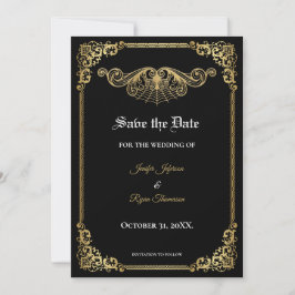 Anuncio Elegant gold Gothic wedding save the date